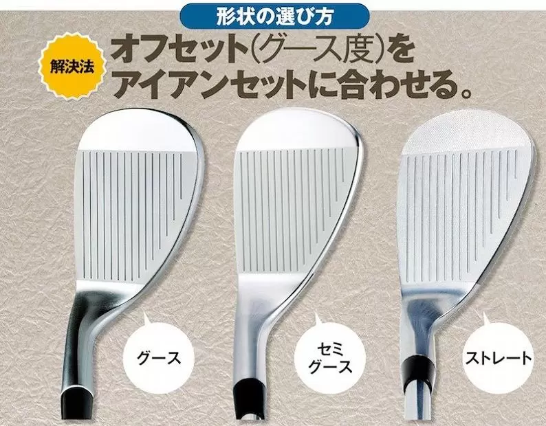 ウェッジの形状の選び方：オフセット（グース度）をアイアンセットに合わせる