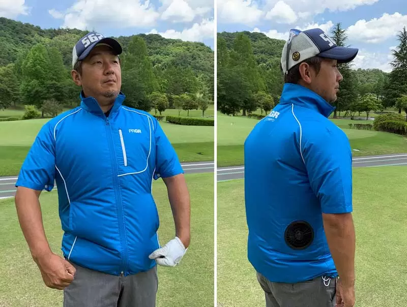 野村タケオがウェアを着てみた写真2種類