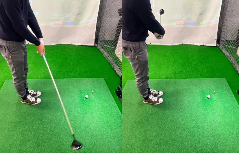 フェアウェイウッド,両足を閉じて左に飛ばす練習