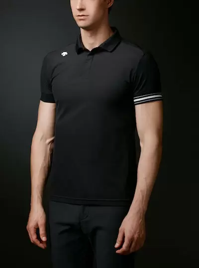 デサントゴルフ アクセンシャルゼブラ鹿の子袖ライン総針ゴムシャツ【UV】