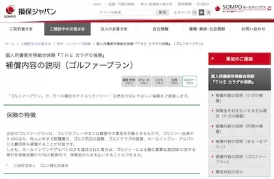損保ジャパン「THE カラダの保険（ゴルファープラン）」