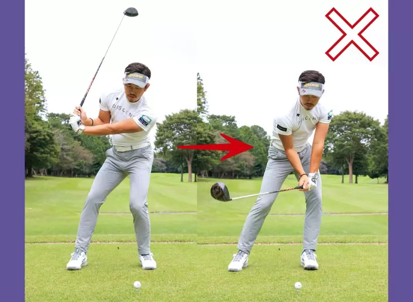 意識してタメを作ろうとすると、クラブを必要以上に鋭角に振り下ろしてしまい、インパクトが安定しない。