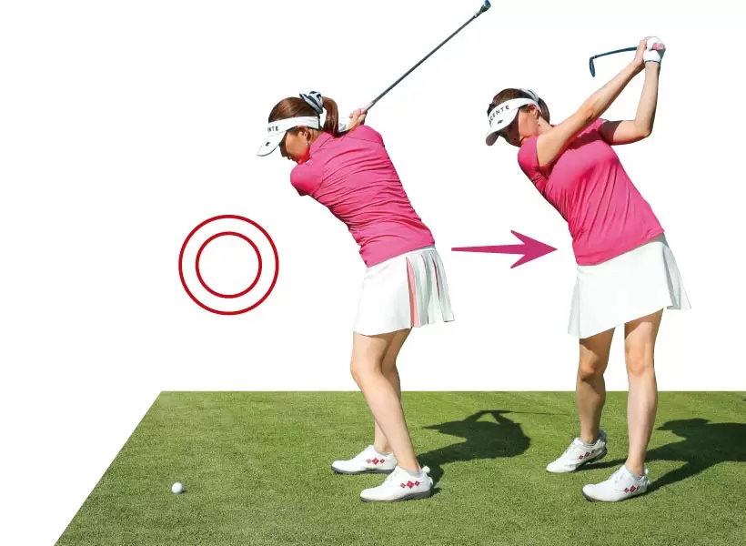 コースプレーでもショット前に往復素振りを数回やっておくだけでミス防止の効果が高い。