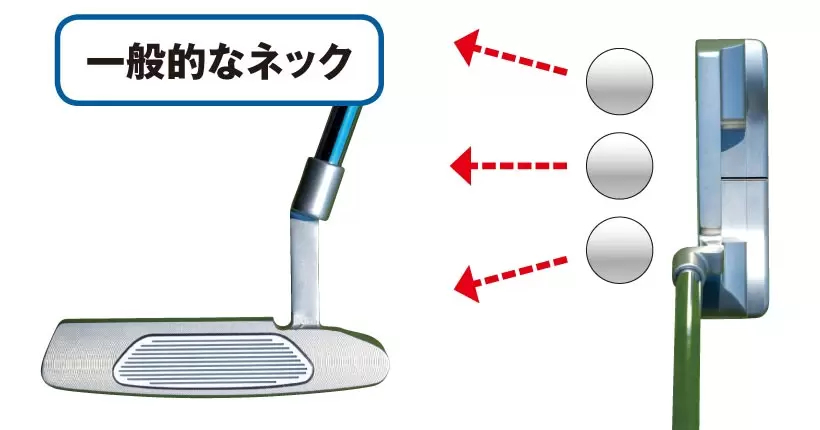 トゥやヒールでミスヒットすると、球のコロがりと方向の両方が悪くなる。