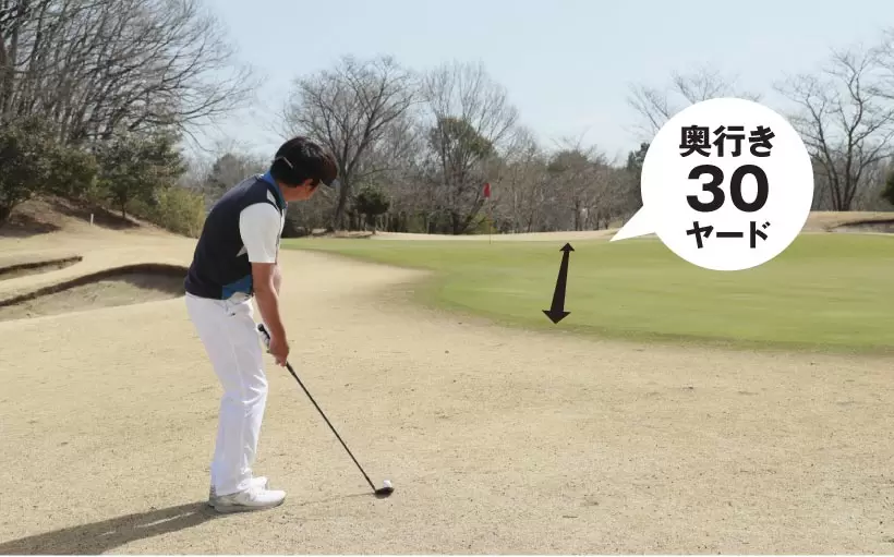 グリーンの奥行きは平均30ヤード程度。グリーンオンを目的とするなら、縦距離にはかなりの許容範囲がある。かならずしもピッタリの距離を打つ必要はないのだ。