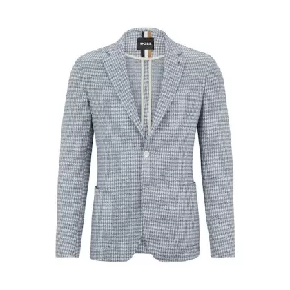 HUGO BOSS スリムフィットジャケット チェック リネン/コットン ジャージー