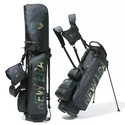 ニューエラ 【ゴルフ】 キャディーバッグ スタンド式 ブラック ウッドランドカモプリントロゴ [ベーシックポーチ付き]
