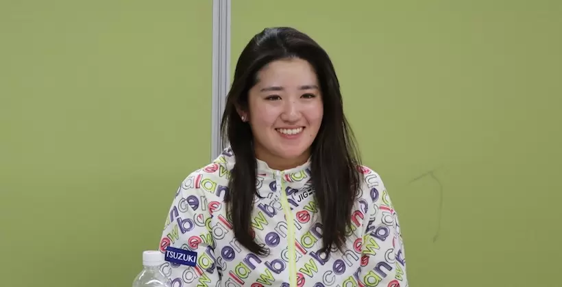 北谷津ゴルフガーデン（千葉県）で会見したオフシーズンの稲見萌寧