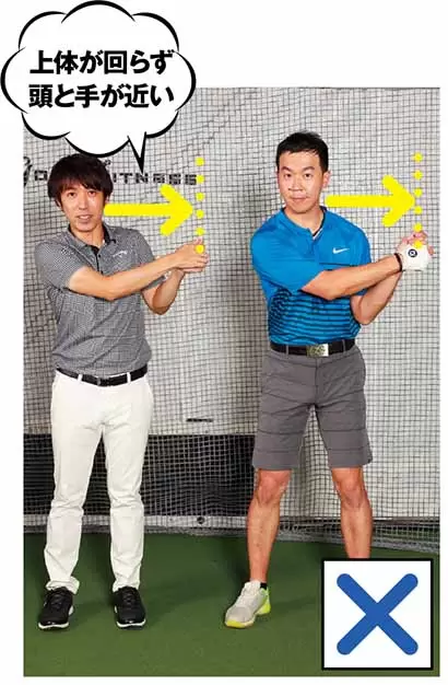 上体が回らず頭と手が近い