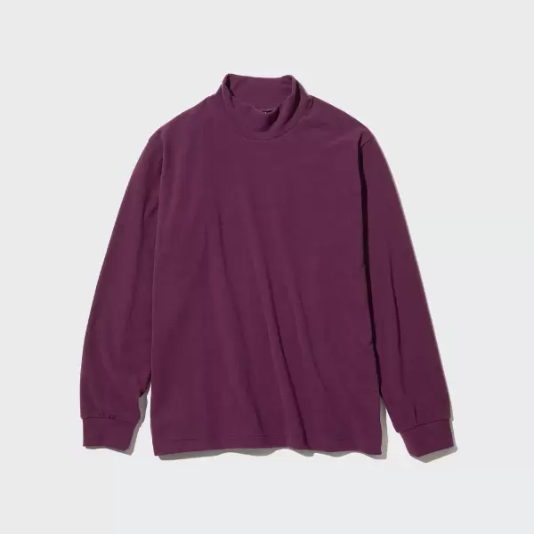 ストレッチフリースモックネックT,ユニクロ