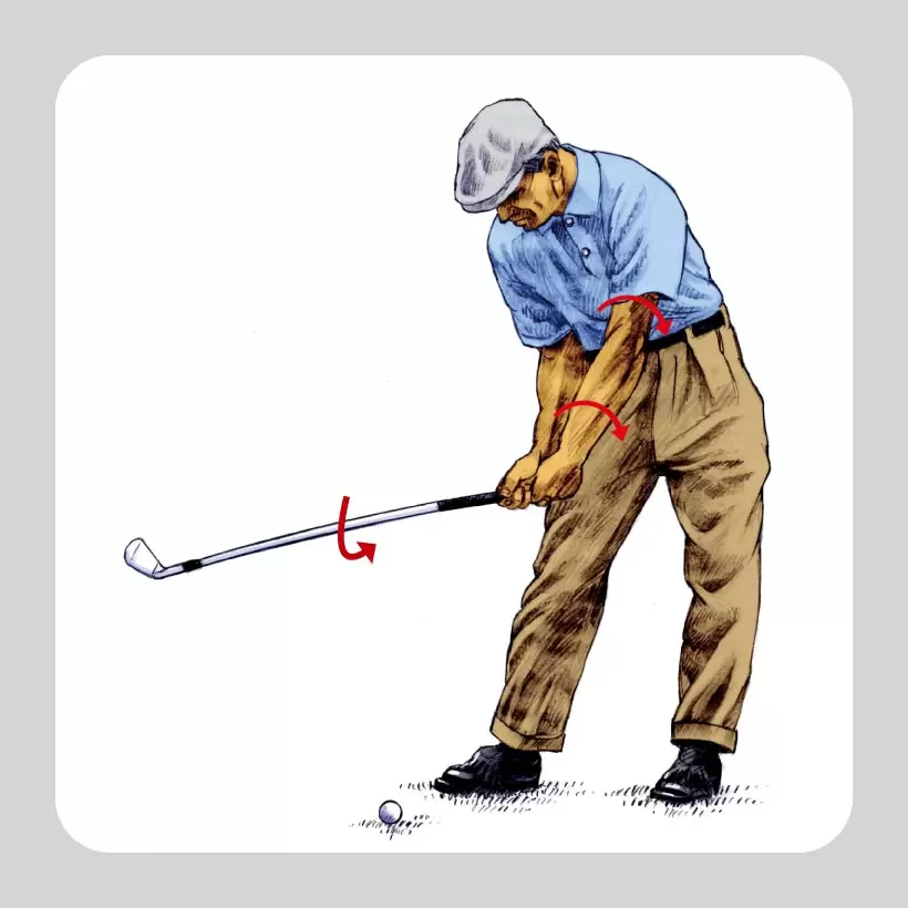 左腕のローリングとたぐり動作でターン