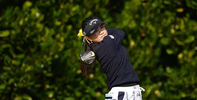 河本結のドライバースイング(斜め前方)連続写真【2022年ダイキンオーキッドレディスゴルフトーナメント】