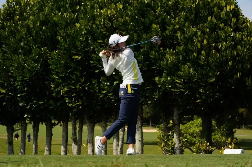 稲見萌寧のドライバースイング（斜め前方）連続写真【2022年ダイキンオーキッドレディスゴルフトーナメント】