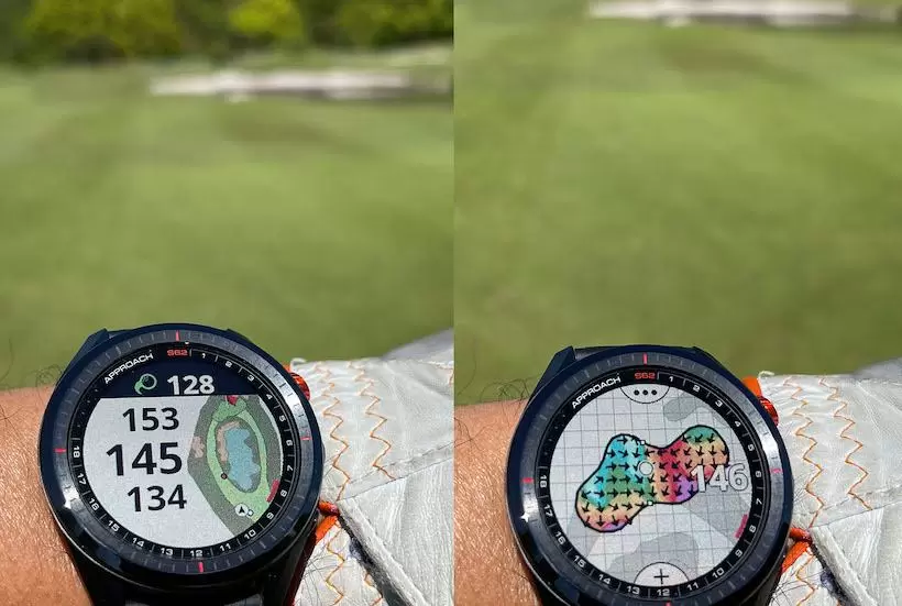 腕時計型の距離計測器にアプリをインストールした画面写真