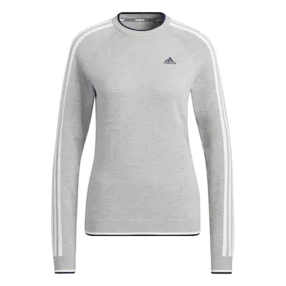 スリーストライプス 長袖クルーネックセーター