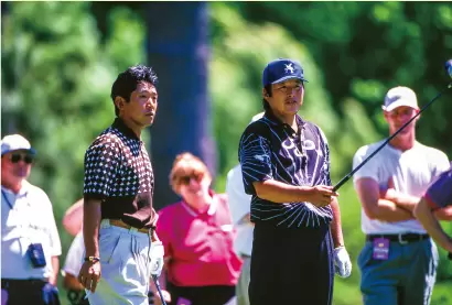 師匠のジャンボ尾崎とともにマスターズに 出場した金子柱憲