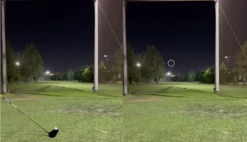 白いゴルフボールをドライバーで打った写真