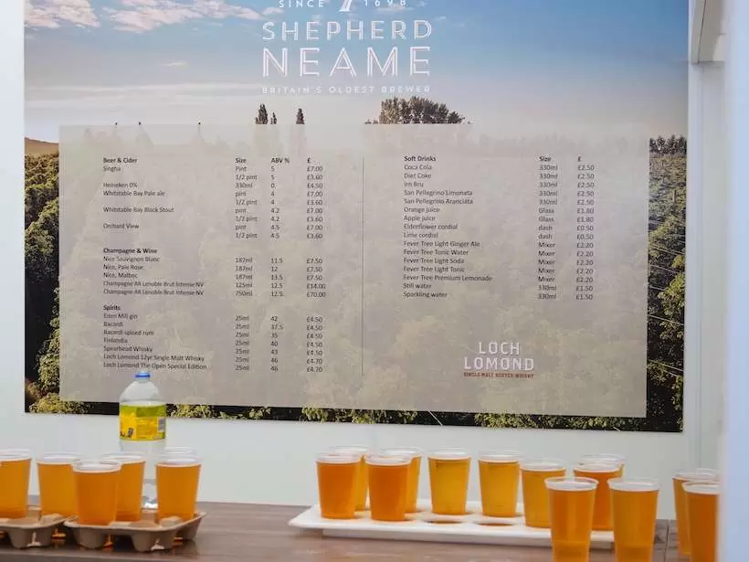 ドリンクのメニュー