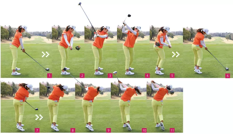 稲見萌寧のドライバースイング