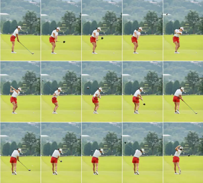 岩井千怜,ドライバースイング連続写真（後方）