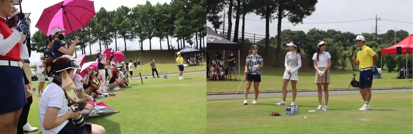 上田桃子プロと柏原明日架プロによるお上手スピンデモストレーション