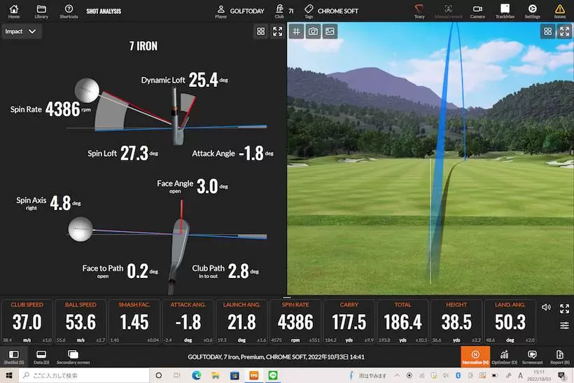 クロム ソフトのローグ ST MAX アイアンによる試打測定データ