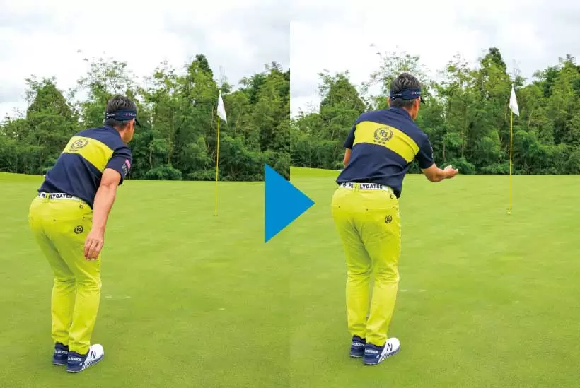 下手投げでボールを放り投げる