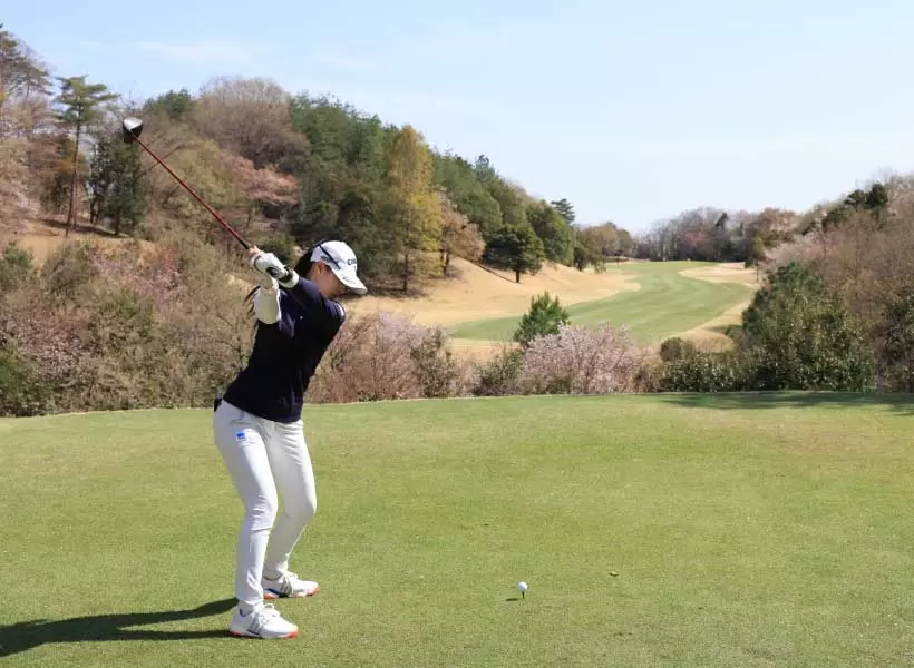 柏原明日架のドライバースイング（後方）