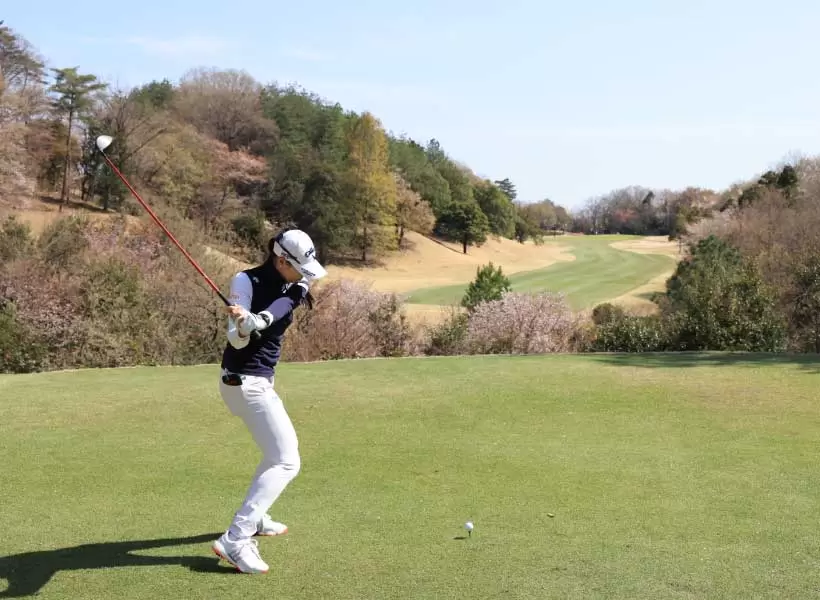 柏原明日架のドライバースイング（後方）