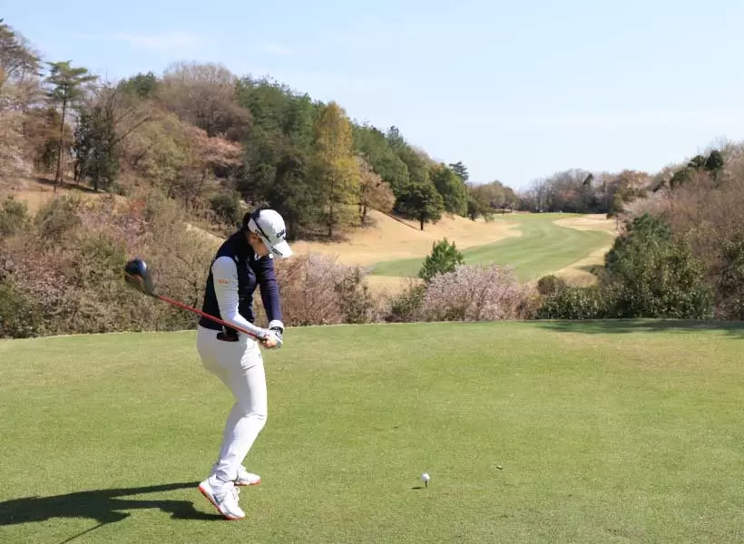 柏原明日架のドライバースイング（後方）