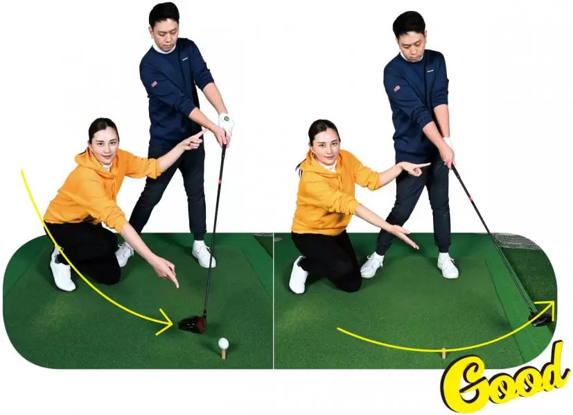 力みでクラブヘッドにブレーキをかけている