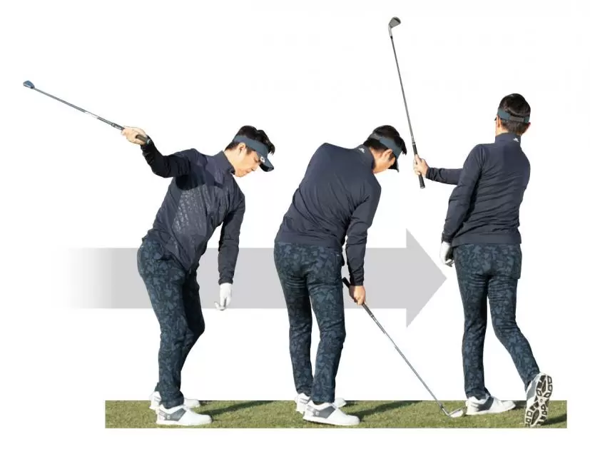 右腕のスイング