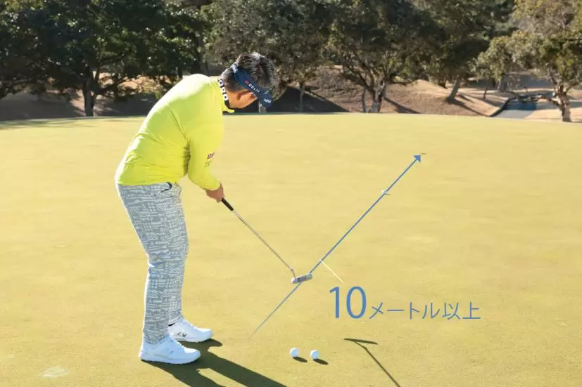 上りのパット練習