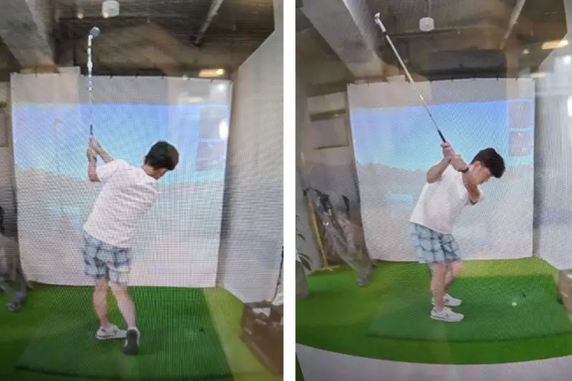 写真４４－８：テイクバックとフォローが同じ高さ