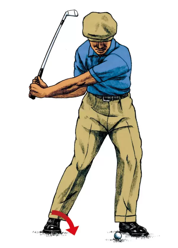 右足内側に踏み込む