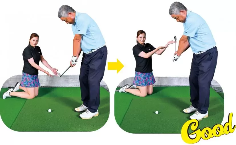 クラブヘッドが上がっていない