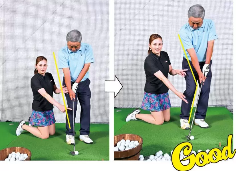 右腕とシャフトが一直線