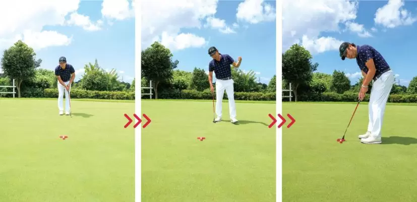 「Aim Putt neo」に合わせてアドレス