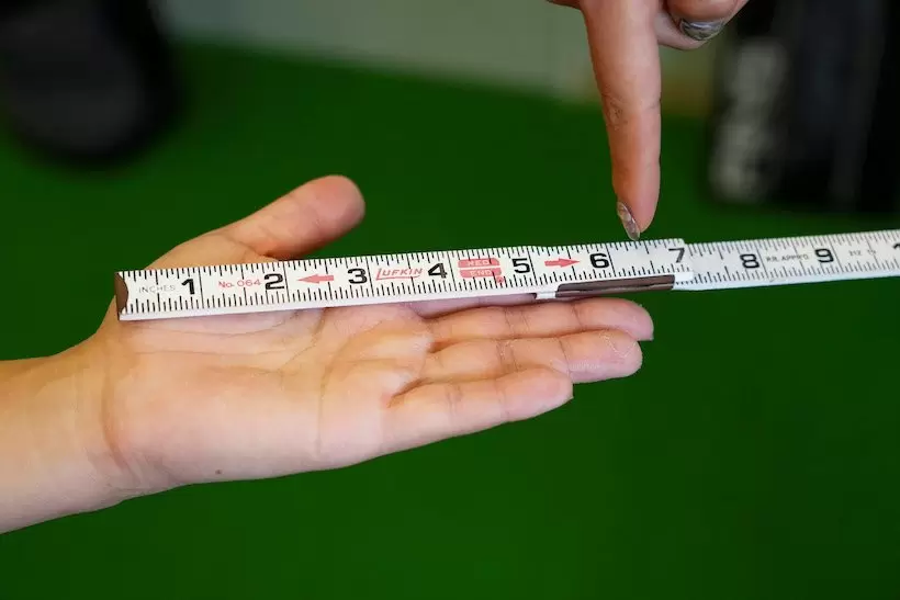 基準になるのは手首内側のシワから中指先端までの長さと同中指自体の長さ