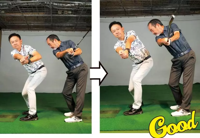 フォロースルー,なるべく両腕を伸ばす