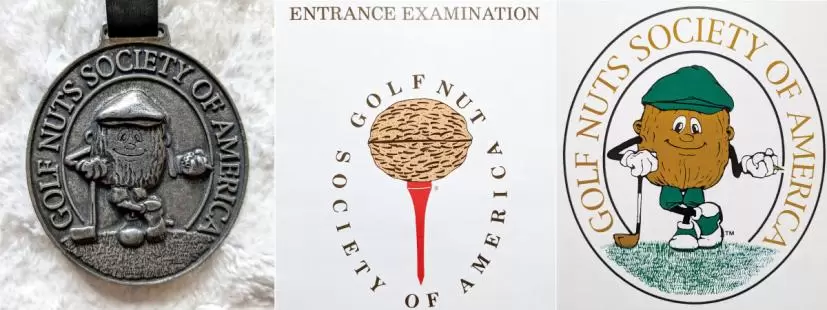 GOLF NUTS SOCIETY OF AMERICAのロゴマーク,会員証,バッグタッグ