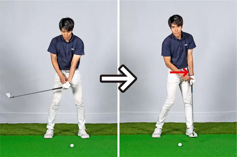 手元がカラダから離れなければフェースが自然にスクエアに戻り、シャンクが出ない。
