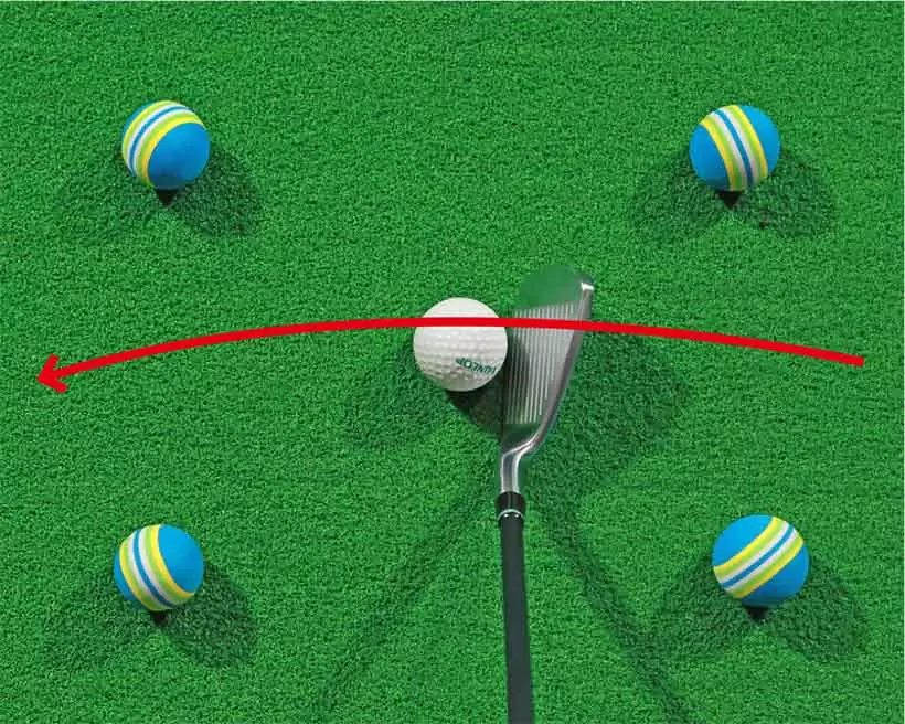 最終的に4つの目印の間をキレイに通過する軌道で振れるようになろう。