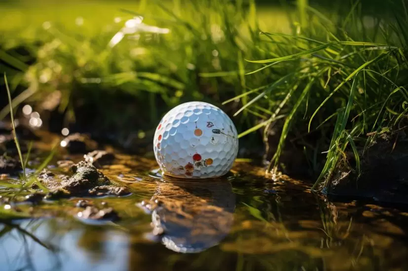 ゴルフボール,水溜まり