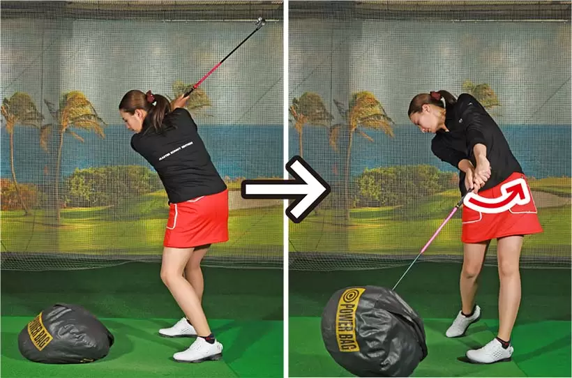 自然に腰のキレが出てきて、結果的にインパクトでフェースがスクエアに戻りやすくなる。