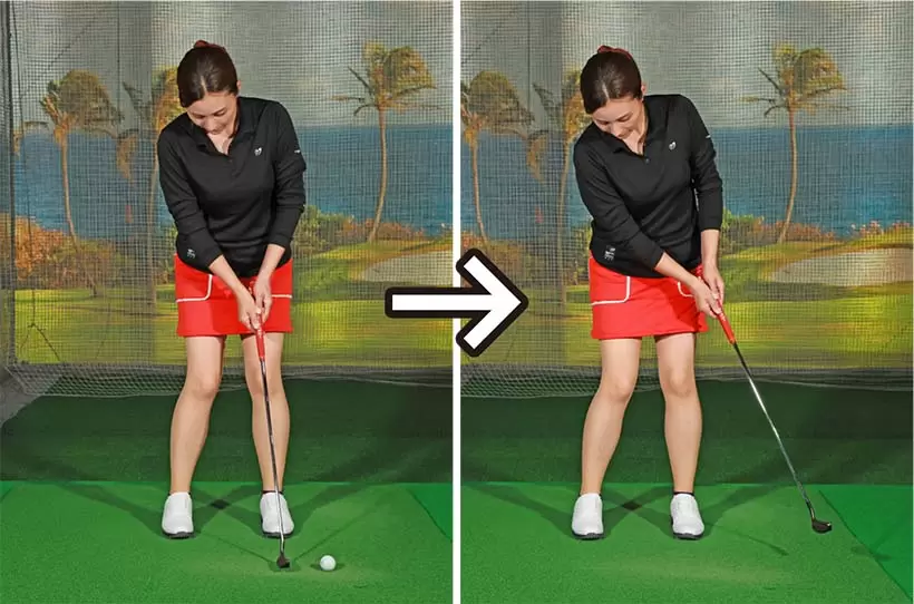 インパクト後、フォロースルーはテークバックと同じ大きさまで出す。