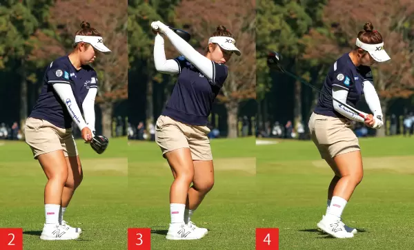 山下美夢有,スイング連続写真