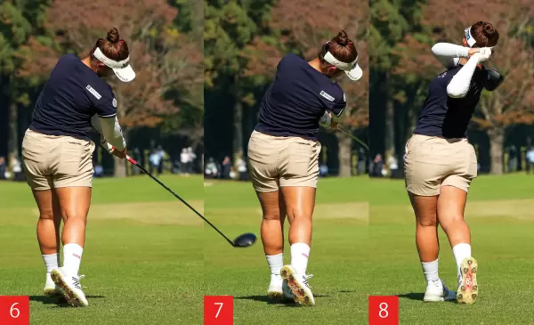 山下美夢有,スイング連続写真,フォロー,フィニッシュ