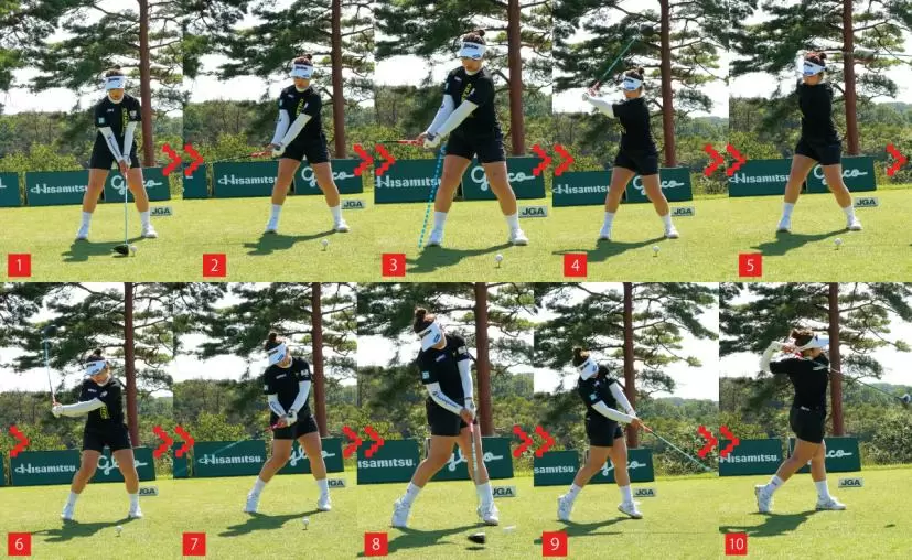 山下美夢有,スイング連続写真