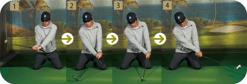 ヒザ立ちでスイング